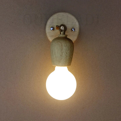 2Pcs Japanese Solid Wood Wall Lamps Modern Living Room Bedroom Bedside Aisle Lamps Bathroom E27 Rotatab Mirror Light