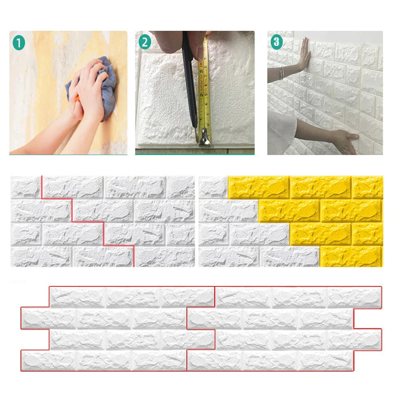 25Pcs 3D Wall Stickers Self Adhesive Wallpaper Panel Home Decor Living Room Bedroom Decoration Bathroom Kitchen House Sticker