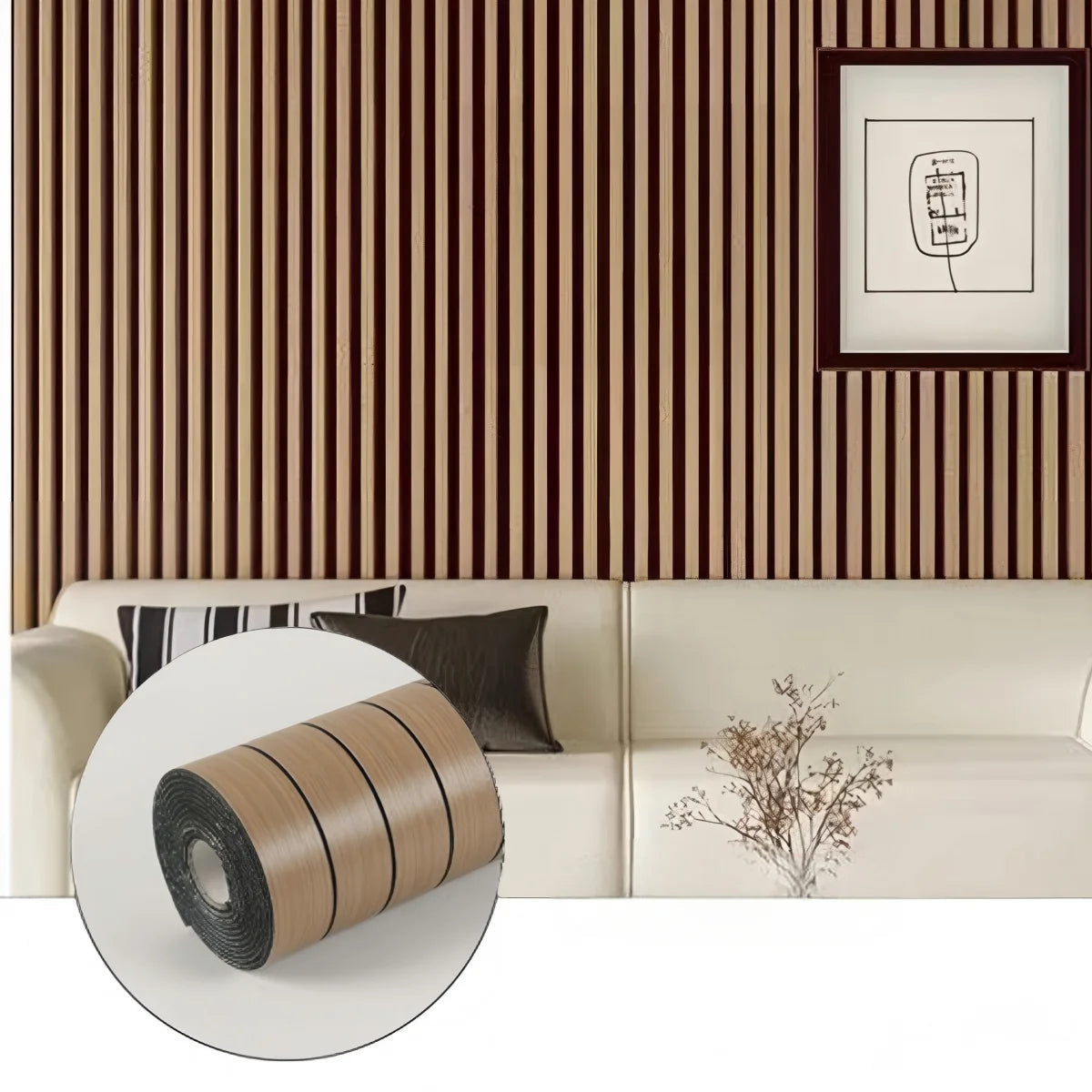 Kuujojo Wood Panel Peel & Stick Wallpaper, Striped Selfadhesive Faux Wood Grain Wall Covering, Easy Diyhome Decor 15.74X118 In