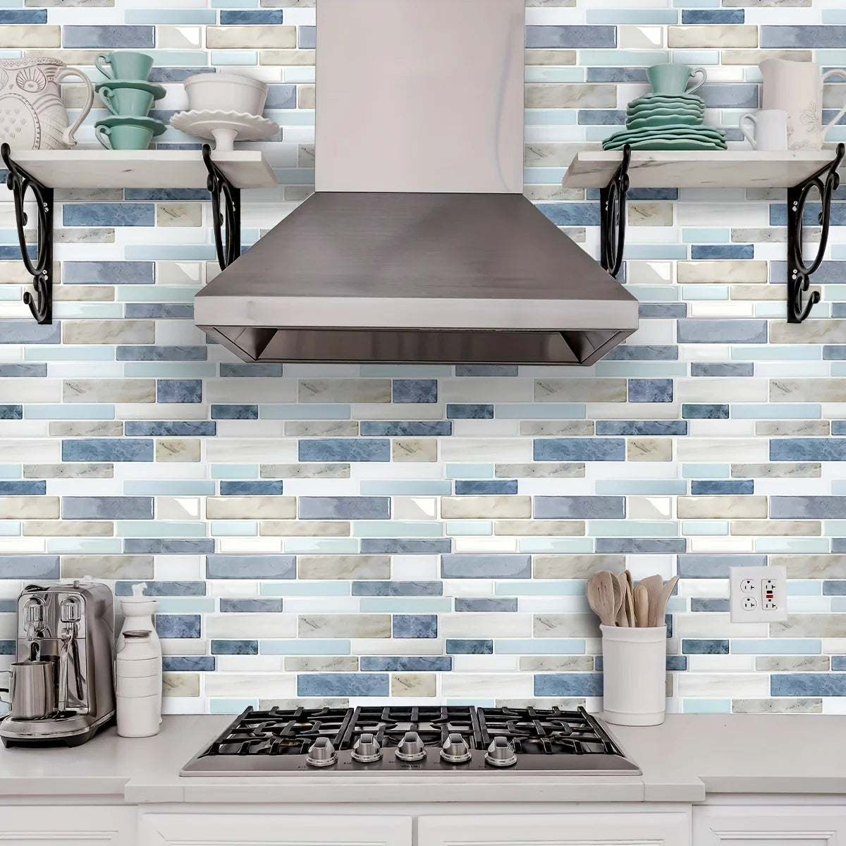 25PCS Marble Pattern 3D Effect Crystal Kitchen Stickers Waterproof Oilproof Kitchen and Bathroom Tile Stickers Thickened Self-Ad
