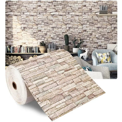 70Cm*1M 3D Self-Adhesive Wallpaper Continuous Waterproof Brick Wall Stickers Living Room Bedroom Wall Stickers Home Decoration