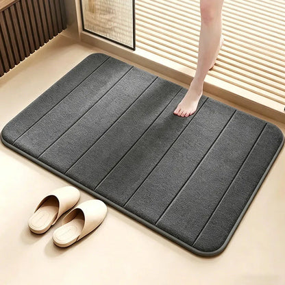 Bathroom Coral Velvet Anti-Skid Mat,Quick Water Absorption,Dry Machine Washing,Toilet Mat,Softcomfortable, Easy Mat Bathroom Use