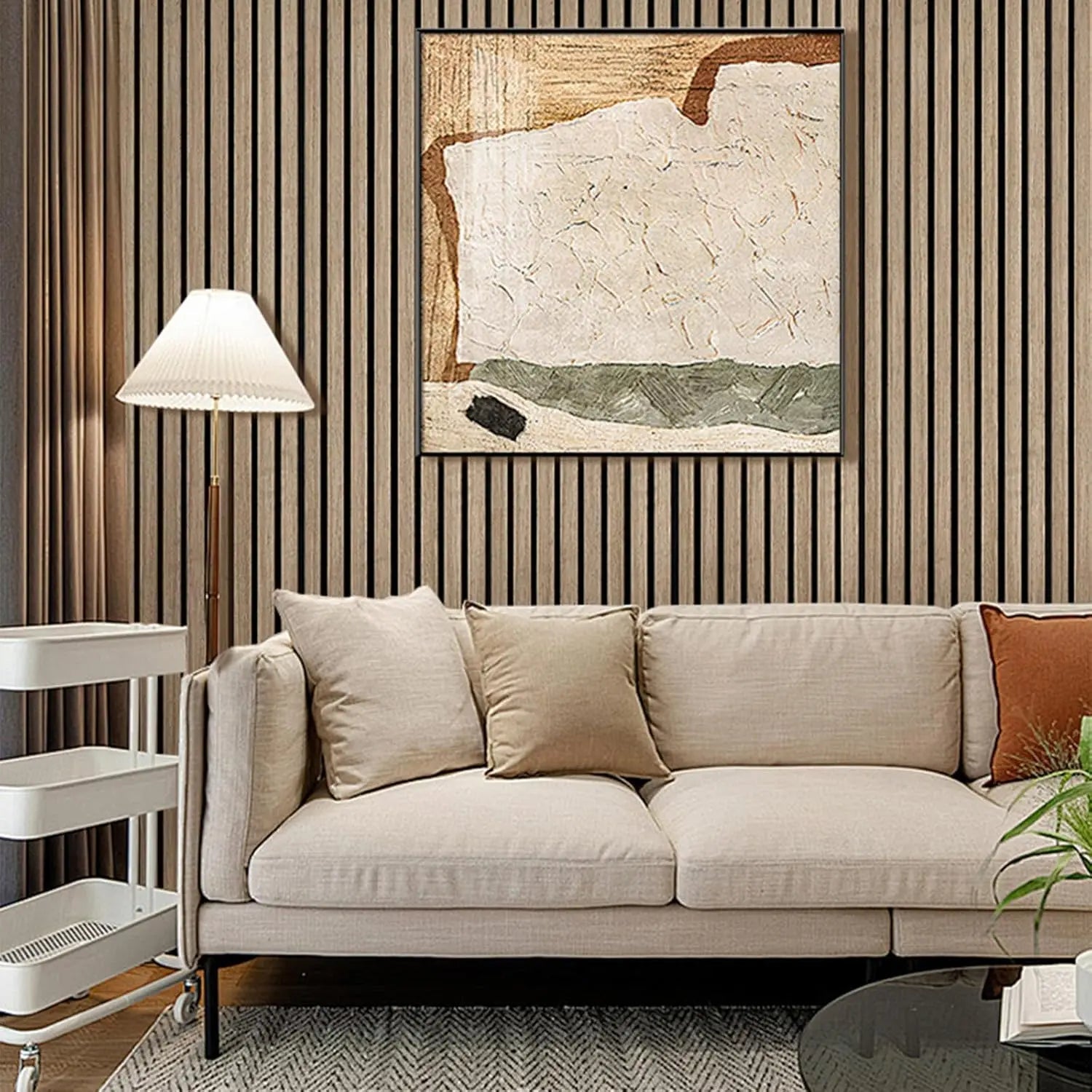 Wood Slat Acoustic Panels 94.5"×12.6" Wall Panels for Interior Wall Decor 3D Wood Slat Wall Panel Fluted Sound Absorbing Panel